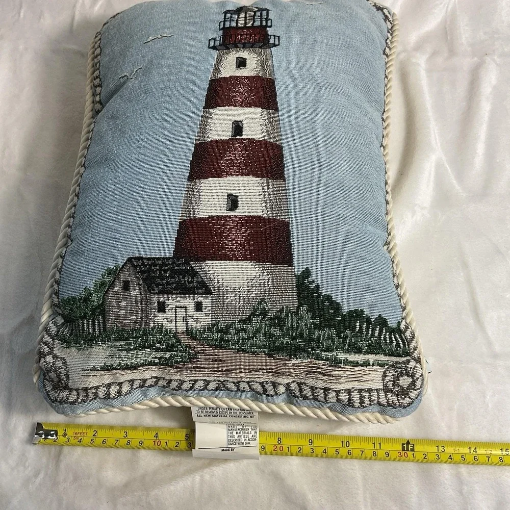 Woven‎ Lighthouse Ropes Sea Shore Blue Tapestry Pillow 17